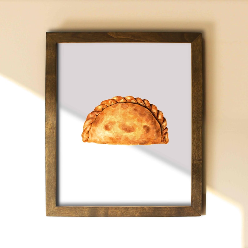 Watercolor Empanada Print, Kitchen Food Art, Original Artwork image 1
