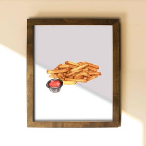 Watercolor French Fries Print, Kitchen Wall Decor, Food Art Illustration
