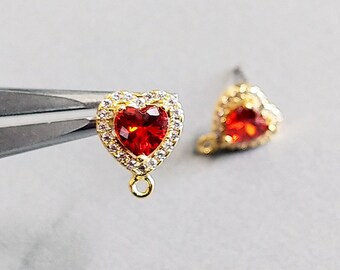アクセサリー LUZ e SOMBRA YATYO 2 PCS - Light Siam, 10.5x8.5mm Gold Plated Brass, Heart