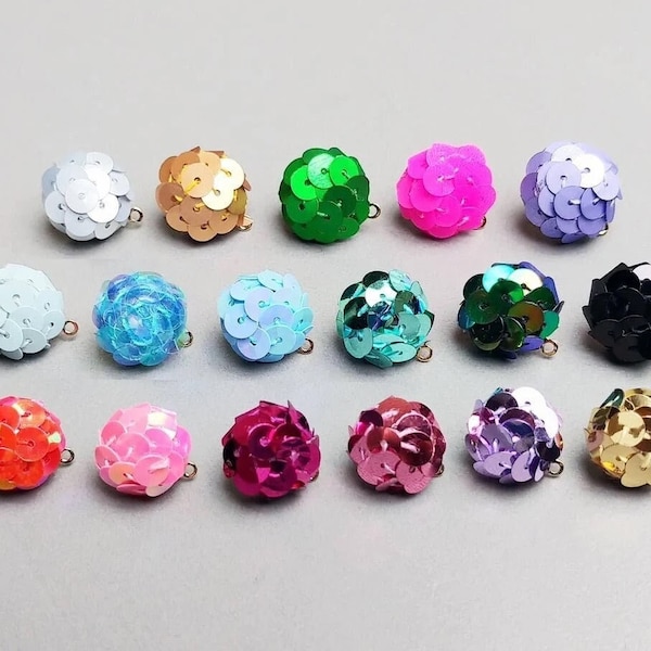 2 PCS - 20 colors, 15mm Sequin Round Stud, post earrings [ EH0059 ]