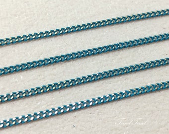 1 m beading Shiny Diamond Cut 1.5mm Royal Blue Curved Color Chain Flat Curb Supply for DIY jewellery necklace 145SF