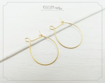 2 PCS 20 x 8 mm gold plated over brass EBF0044 - G supply for girls earring Big French Hook Earwire