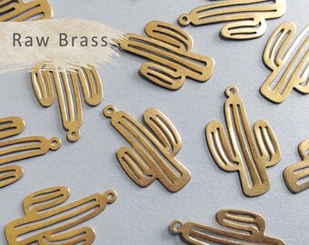 8pcs-Brass Cactus Charm silver tone available bronze tone desert plant charm