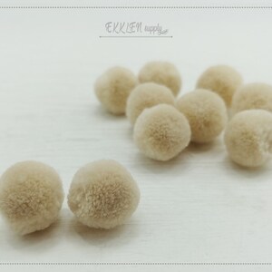 4 PCS - (No Ring) Beige 15mm Art Cotton Ball, various color acrylic Pom Pom, ECT0002