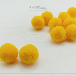 4 PCS - (No Ring) Mustard 15mm Art Cotton Ball, various color acrylic Pom Pom, ECT0002