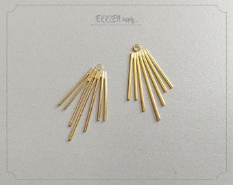 2 PCS - 33 x 20 mm Gold plated Brass, chandelier Pendant, Earring supply for woman, making jewelry, spring necklace charm  [ EM0337-G ]