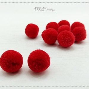 4 PCS - (No Ring) Red 15mm Art Cotton Ball, various color acrylic Pom Pom, ECT0002