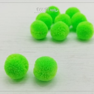 4 PCS - (No Ring) Neon Green 15mm Art Cotton Ball, various color acrylic Pom Pom, ECT0002