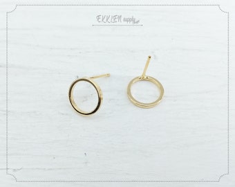 2 PCS - 10 x 1 x 1 mm latón chapado en oro, poste de barra de anillo de roud, suministro de tachuelas de pendientes, hallazgo básico, fabricación de joyas [ EM0105 - G ]
