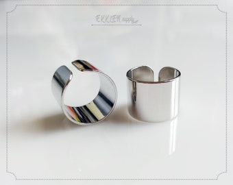 1 PC - 17x14mm Silver Plated brass Ring, Tube Ring, Round Ring, Wide band Ring, Cuff Ring, Silver Ring, Matte Gold [ EB0052 ]