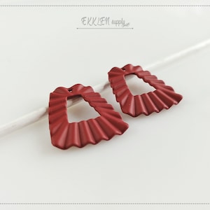 2 PCS -  Wine,  21mm Rubber Coated Square chandelier pendant bell connector, charm supply for girl earrings, charm [ EM0051 ]