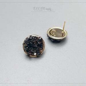 2 PCS - black, 15mm Glass stud shining crystal beads earrings, gold plated for making fashion jewelry [ EH0073 ]