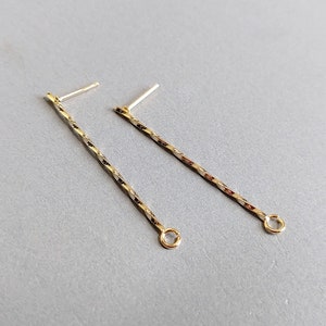 2 PCS - 40mm placcato oro, Long Twist Bar Studs, corda sottile bastone orecchino post fornitura [ EM0021-G ]