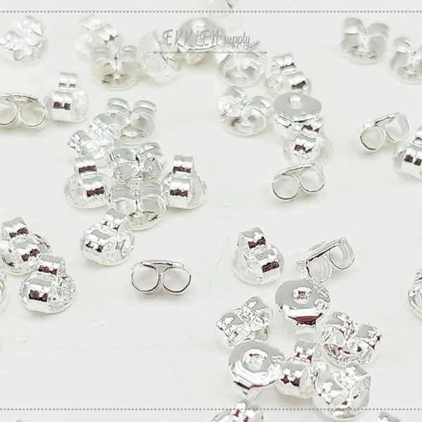 20 pcs - 5 x 6mm, 925 marked sterling silver Earrings Back, butterfly clasp finding bulk sale [ ES004 ]