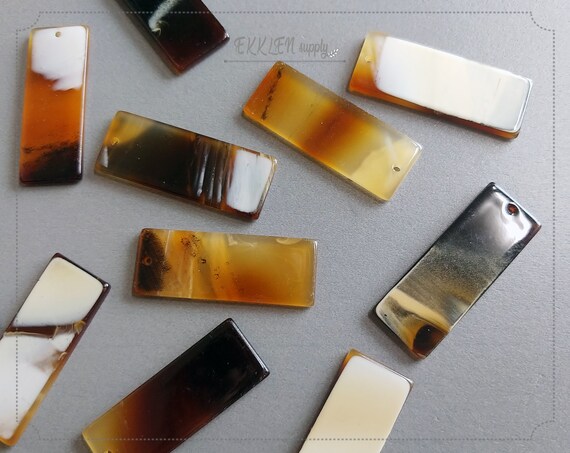2 PCS - 40 x 15 mm FORMICA, Acrylic rectangle Pendant, Plastic Color Earring, Cellulose Pendant, Acetate Charm [ ECT0054 ]