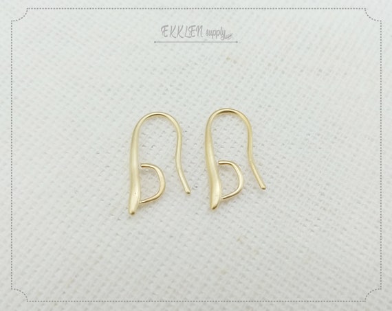 2 PCS 20 x 8 mm gold plated over brass EBF0044 - G supply for girls earring Big French Hook Earwire