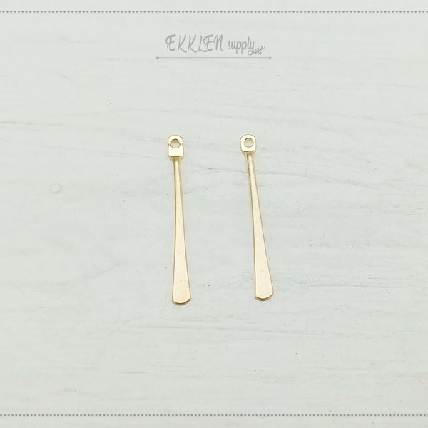 2 PCS - 28 mm matte gold plated Brass, flat round bar, paddle stick Pendant supply for making jewelry necklace charm [ EM0116-28-MG ]