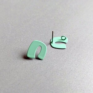 2 PCS - Mint, 12 x 11 mm matte rubber coated, Horses hoof earring post, Petite unique Cute Earring, making jewelry [ ER0071 ]