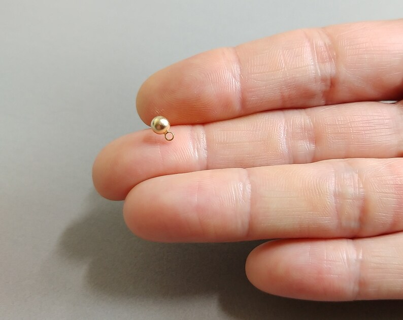 Ball Post earring Pendant Charm Connector 3 mm Matte Gold plated over brass Ball Stud Earrings supply for girls 4 PCS EBF0037-MG