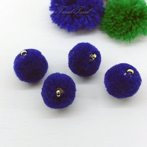 4 PCS - royal, 15mm Art Cotton Ball with Ring Cap, various color acrylic Pom Pom, ECT0002