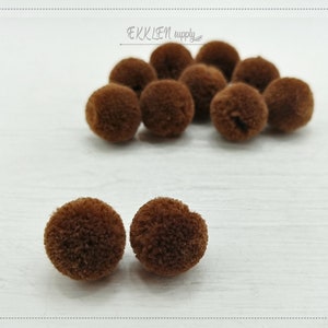 4 PCS - (No Ring) Brown 15mm Art Cotton Ball, various color acrylic Pom Pom, ECT0002