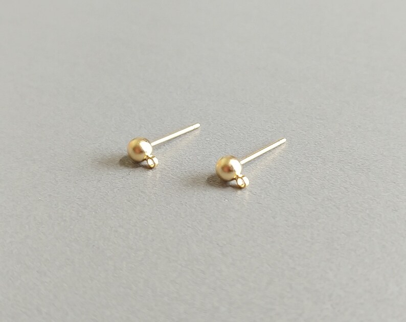 Ball Post earring Pendant Charm Connector 3 mm Matte Gold plated over brass Ball Stud Earrings supply for girls 4 PCS EBF0037-MG
