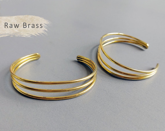1 PC - 60 x 2 mm Raw Brass Bracelet, Raw Brass Bangle, Adjustable Bangle, Open Bangle, Brass Cuff, Vintage Bangle [ EB0006 ]