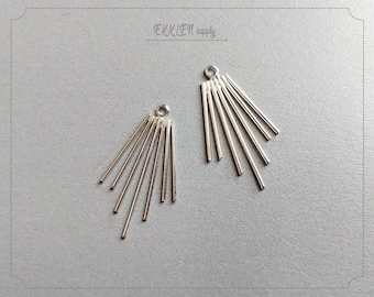 2 PCS - 33 x 20 mm Silver plated Brass, chandelier Pendant, Earring supply for woman, making jewelry, spring necklace charm  [ EM0337-S ]