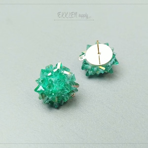 2 PCS - emerald, 20mm Star stud, shining glass crystal beads earrings, gold plated for making fashion jewelry [ EH0074 ]