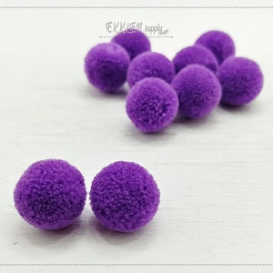 4 PCS - (No Ring) Violet 15mm Art Cotton Ball, various color acrylic Pom Pom, ECT0002