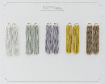 2 PCS - 40mm Drop Chain Tassel, Beige Theme Simple Dangling Color Chain Charm for Tassel Earrings [ ET0028-40 ]