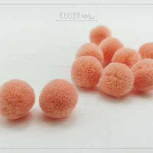 4 PCS - (No Ring) Peach 15mm Art Cotton Ball, various color acrylic Pom Pom, ECT0002