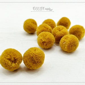 4 PCS - (No Ring) Ocher 15mm Art Cotton Ball, various color acrylic Pom Pom, ECT0002