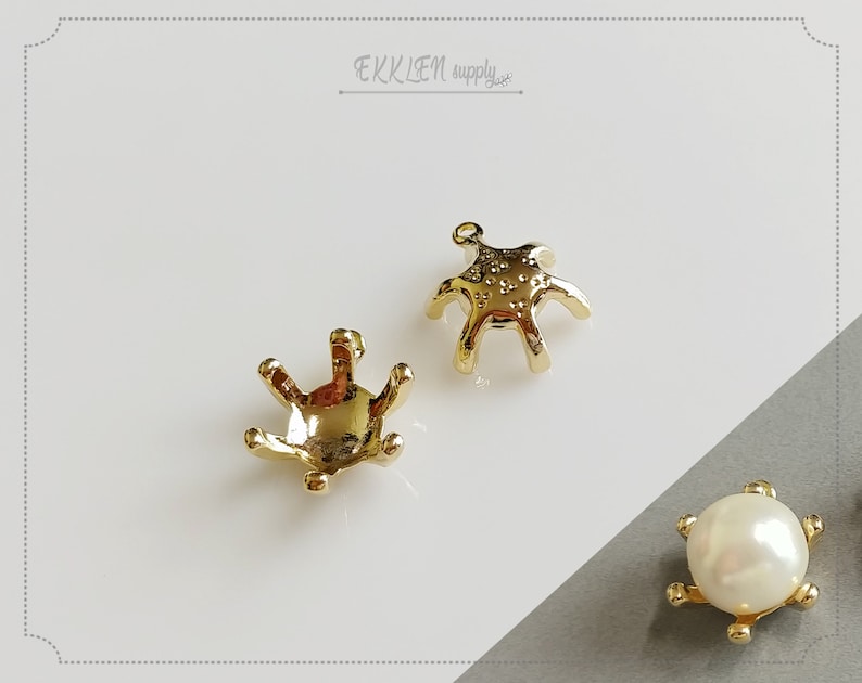 EM0247-G Flower End Cap Bowl supply for girls necklace pendant bracelet charm tassel 2 PCS 17 mm Gold plated