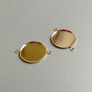 2 PCS - 17 mm Gold plated over brass Bezel Setting, Base Charms, Gold Silver Bezel Cup, Glue In Bezel, basic supply[ EBF0085 ]