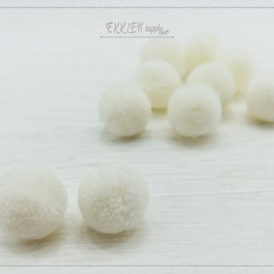 4 PCS - (No Ring) White 15mm Art Cotton Ball, various color acrylic Pom Pom, ECT0002