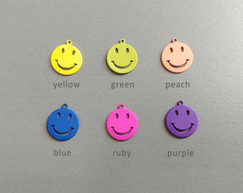 ER0060-YE 2 PCS Yellow 15mm smile matte rubber coated charm pendant supply for handmade pieces