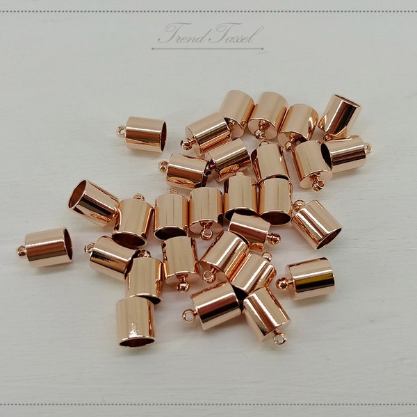 10 pièces - 8mm Rose Gold Plated bouchon en laiton, privé Cap, gland charme résultats, bricolage cordon fin approvisionnement [EC0004-RG]