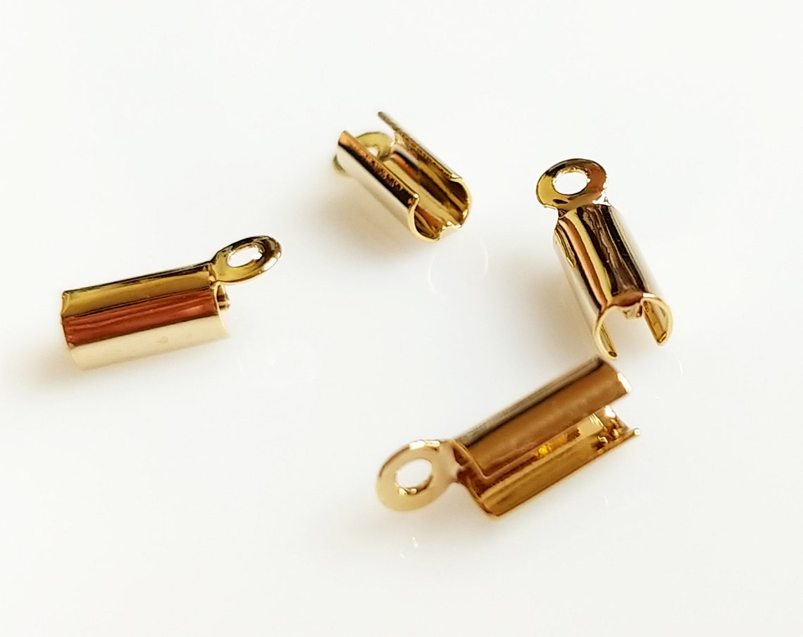 4 PCS 7.5 x 3.5 mm gold plated over brass End Crimp Bead Etsy