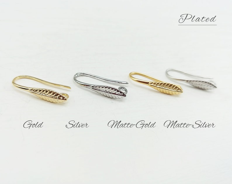 22 mm gold plated Brass EM0079-G making jewelry Earring Stud supply 2 PCS leaf hoop earring