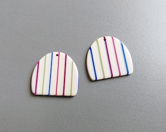 2 PCS - 30 x 28 mm Ivory Acrylic Semi Circle Pendant, Formica Pendant, Cellulose Acetate Charm Spring Accessory [ ECT0078 ]