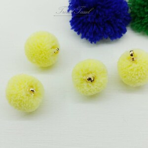 4 PCS - lemon, 15mm Art Cotton Ball with Ring Cap, various color acrylic Pom Pom, ECT0002