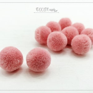 4 PCS - (No Ring) Pink 15mm Art Cotton Ball, various color acrylic Pom Pom, ECT0002