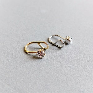 1 PC - 10x7mm Gold plated Brass, Cartilage Ear Cuff with Cubic Zirconia, dainty ear cuff with CZ, minimal ear cuff [ ST0004 ]