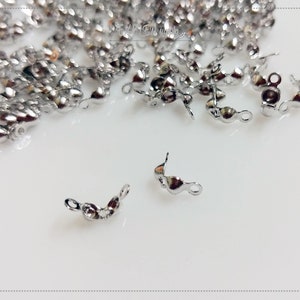 100 PCS - 6 x 3 mm Silver plated Brass, Clamshell Bead Tip Knot End Cover, necklace End Cap, Bracelet Findings [ EBF0021-S ]