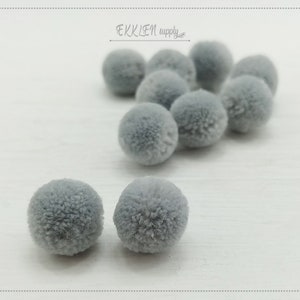 4 PCS - (No Ring) Gray 15mm Art Cotton Ball, various color acrylic Pom Pom, ECT0002