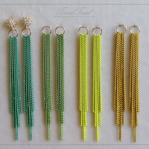 2 pcs - 75mm Drop Chain Tassel, Mint Lime Neon yellow Simple Dangling Color Chain Charm for Tassel Earrings necklace pendant [ ET0019 ]