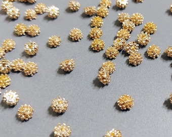 20 PCS - (flat back) 5.5mm flower center, gold plated, pistil and stamen, earring supply, EBF0082