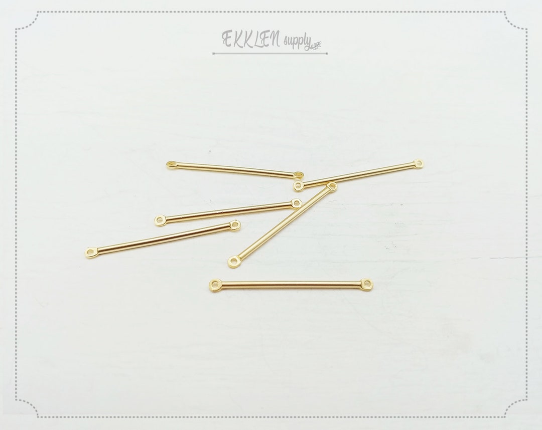10 PCS 1 X 30 Mm Matte Gold Plated Over Brass 2 Holes Bar Etsy