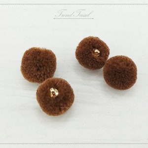 4 PCS - brown, 15mm Art Cotton Ball with Ring Cap, various color acrylic Pom Pom, ECT0002